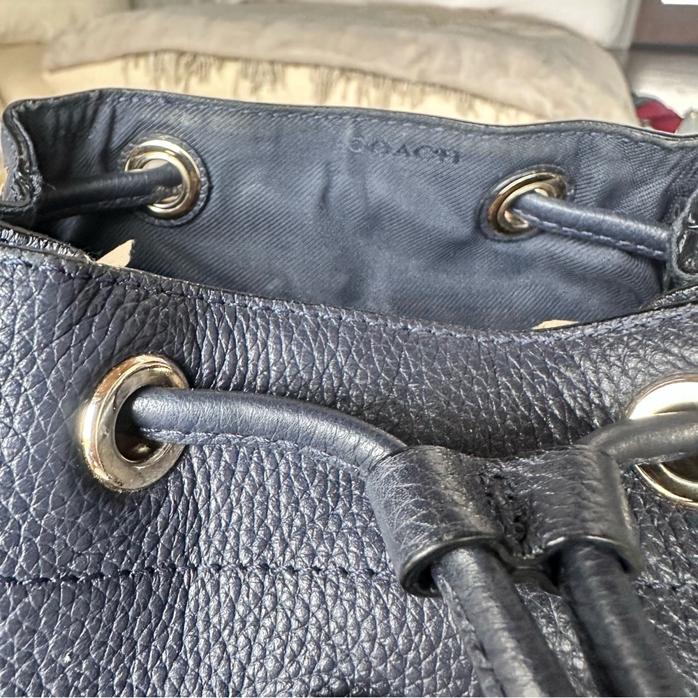 Coach Navy Mini Turnlock Rucksack Backpack - Picture 3 of 8